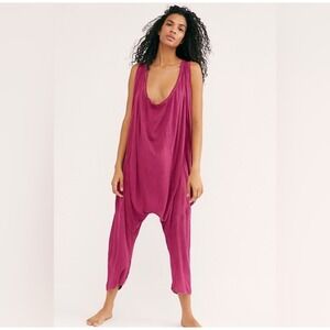 Intimately Free People Eazzzy Lounger Jumpsuit Romper Harem Slouchy Pink L